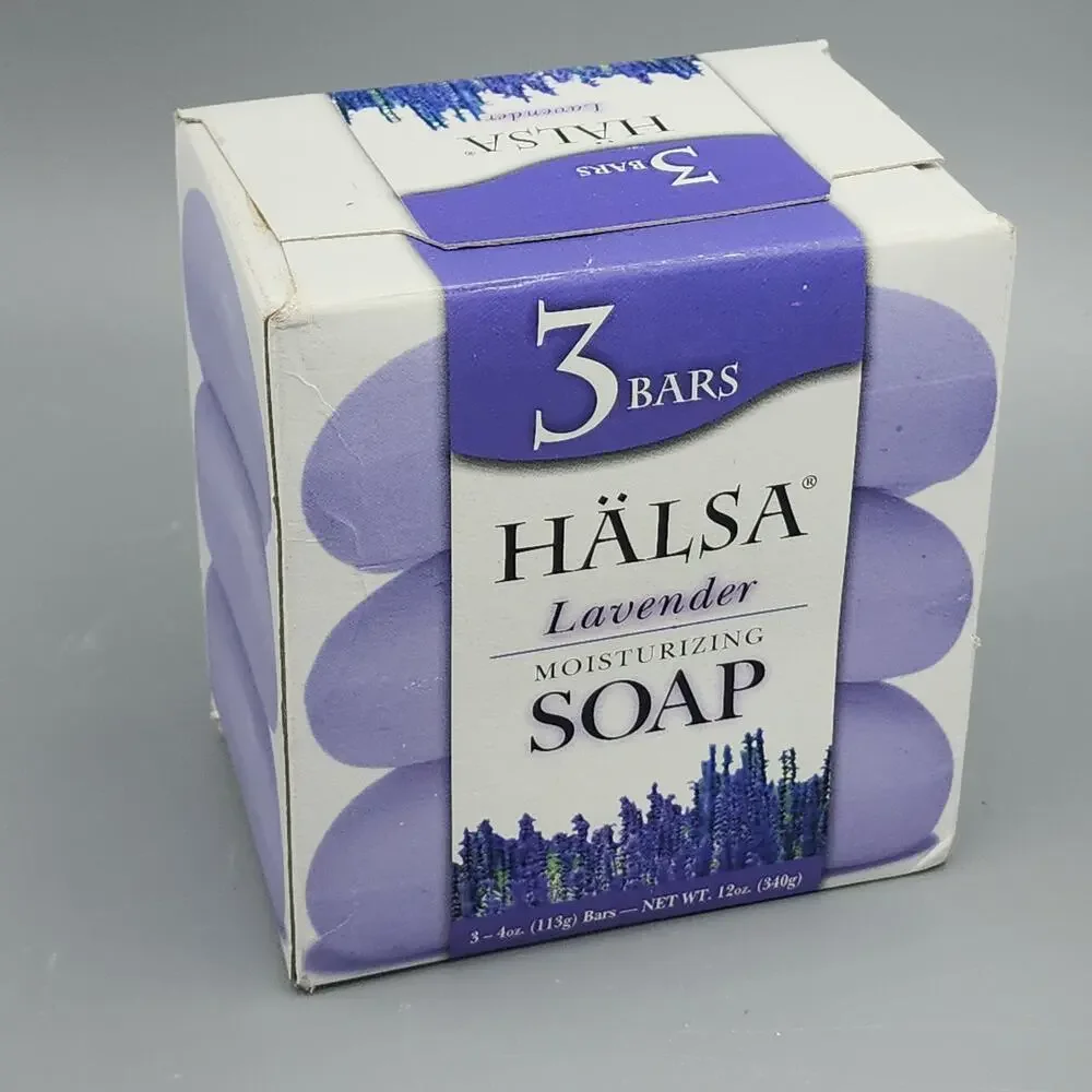 Lot of 3 Bars HALSA Lavender Moisturizing Bath Soap 4oz Each New in Box